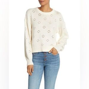 Madewell Ivory Floral Knit Pointelle Sweater
